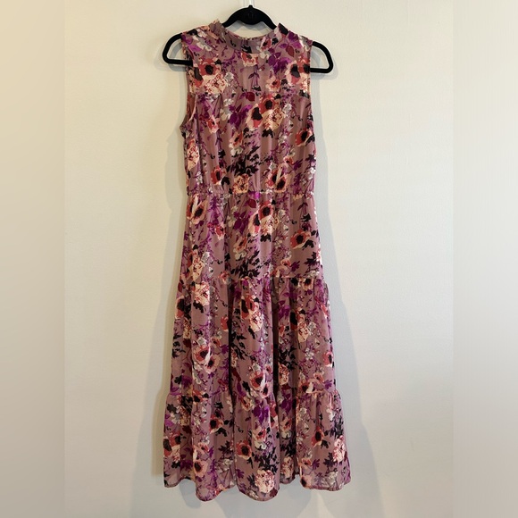 Lulu’s In My Dreams Mauve Floral Print Midi Dress - Small - Picture 1 of 3